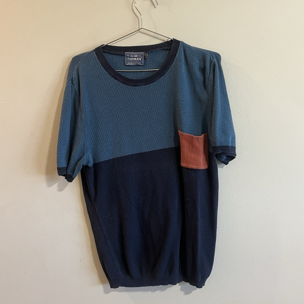 Topman Men's Knitted Textured Button Througt in Rust Shirt Size M